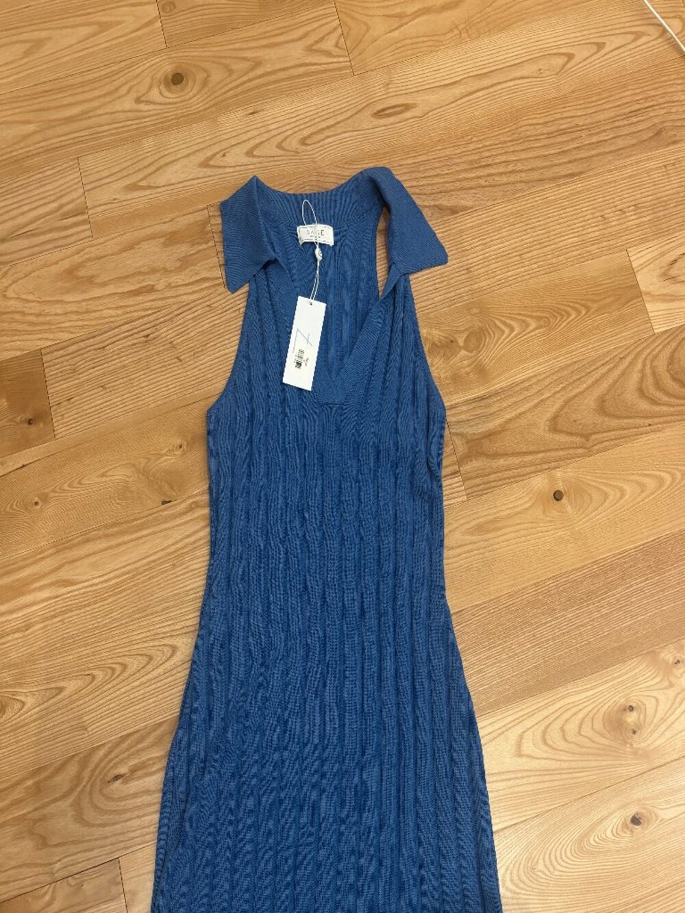 Blue Ribbed SAGE The Label Dress | Women's XS NWT